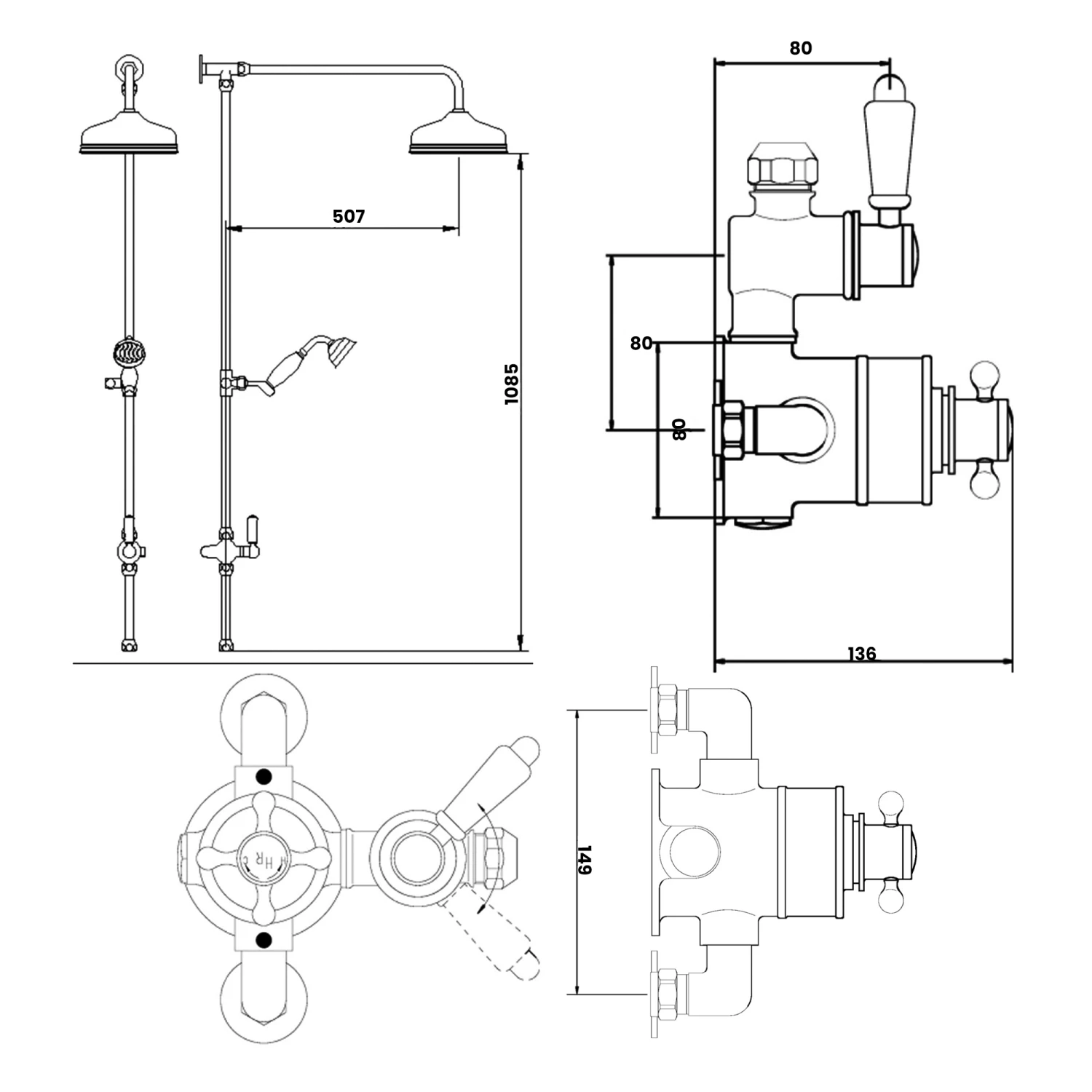 Hudson Reed Topaz Exposed Shower Valve With Rigid Riser Kit - Chrome 4 Hudson Reed Topaz Exposed Shower Valve With Rigid Riser Kit - Chrome - Image 2