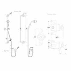 Hudson Reed Traditional Dual Exposed Shower Valve With Slider Rail Kit - Chrome