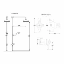 Hudson Reed Traditional Exposed Shower Valve With Rigid Riser Kit - Chrome