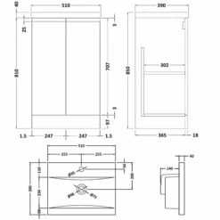 Hudson Reed Urban Floor Standing 2-Door Vanity Unit With Basin 1 Satin Grey - 500mm Wide 9 Hudson Reed Urban Floor Standing 2-Door Vanity Unit With Basin 1 Satin Grey - 500mm Wide -HEATANDPLUMB Sales hudson reed urban vanity unit urb107a 1