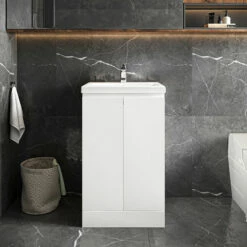 Hudson Reed Urban Floor Standing 2-Door Vanity Unit With Basin 2 Satin White - 500mm Wide -HEATANDPLUMB Sales hudson reed urban vanity unit urb107a 2