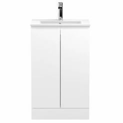 Hudson Reed Urban Floor Standing 2-Door Vanity Unit With Basin 2 Satin White - 500mm Wide -HEATANDPLUMB Sales hudson reed urban vanity unit urb107b