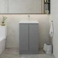 Hudson Reed Urban Floor Standing 2-Door Vanity Unit With Basin 1 Satin Grey - 500mm Wide 11 Hudson Reed Urban Floor Standing 2-Door Vanity Unit With Basin 1 Satin Grey - 500mm Wide -HEATANDPLUMB Sales hudson reed urban vanity unit urb207a 3