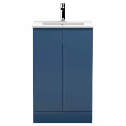 Hudson Reed Urban Floor Standing 2-Door Vanity Unit With Basin 2 Satin Blue - 500mm Wide -HEATANDPLUMB Sales hudson reed urban vanity unit urb307b