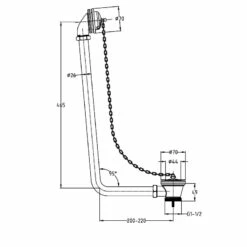 Hudson Reed Classic Exposed Bath Chain Waste - Chrome