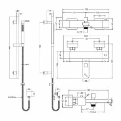 Hudson Reed Windon Thermostatic Bath Shower Mixer With Kubix Slider Rail Kit - Chrome
