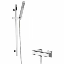 Hudson Reed Windon Square Thermostatic Bar Shower Valve With Kubix Slider Rail Kit - Chrome