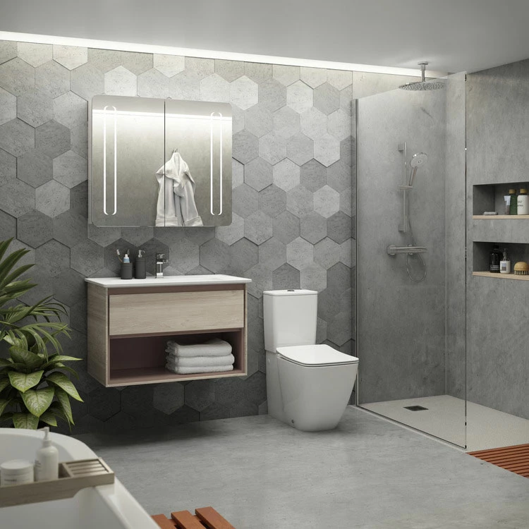 Ideal Standard 2-Door Mirror Cabinet With Bottom Ambient And Front Light 830mm Wide - Aluminium 4 Ideal Standard 2-Door Mirror Cabinet With Bottom Ambient And Front Light 830mm Wide - Aluminium - Image 2