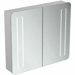 Ideal Standard 2-Door Mirror Cabinet With Bottom Ambient And Front Light 830mm Wide - Aluminium 8 Ideal Standard 2-Door Mirror Cabinet With Bottom Ambient And Front Light 830mm Wide - Aluminium -HEATANDPLUMB Sales ideal standard bathroom cabinet t3388al 1