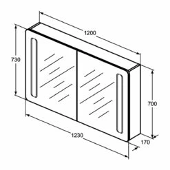 Ideal Standard 2-Door Mirror Cabinet With Bottom Ambient And Front Light 1230mm Wide - Aluminium 10 Ideal Standard 2-Door Mirror Cabinet With Bottom Ambient And Front Light 1230mm Wide - Aluminium -HEATANDPLUMB Sales ideal standard bathroom cabinet t3425al 1 1