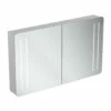 Ideal Standard 2-Door Mirror Cabinet With Bottom Ambient And Front Light 1230mm Wide - Aluminium 1 Ideal Standard 2-Door Mirror Cabinet With Bottom Ambient And Front Light 1230mm Wide - Aluminium -HEATANDPLUMB Sales ideal standard bathroom cabinet t3425al 1