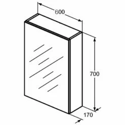 Ideal Standard 1-Door Mirror Cabinet With Bottom Ambient Light 600mm Wide - Aluminium 8 Ideal Standard 1-Door Mirror Cabinet With Bottom Ambient Light 600mm Wide - Aluminium -HEATANDPLUMB Sales ideal standard bathroom cabinet t3589al 1 1