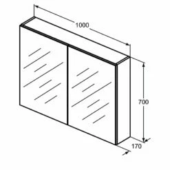 Ideal Standard 2-Door Mirror Cabinet 1000mm Wide - Aluminium