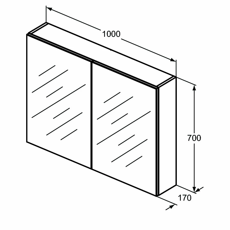 Ideal Standard 2-Door Mirror Cabinet With Bottom Ambient Light 1000mm Wide - Aluminium 7 Ideal Standard 2-Door Mirror Cabinet With Bottom Ambient Light 1000mm Wide - Aluminium - Image 5