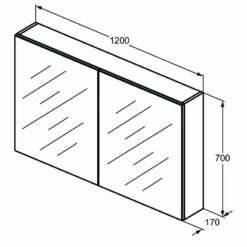 Ideal Standard 2-Door Mirror Cabinet 1200mm Wide - Aluminium