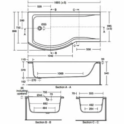 Ideal Standard Concept Shower Bath 1700mm X 700mm/900mm Left Handed 0 Tap Hole - White 9 Ideal Standard Concept Shower Bath 1700mm X 700mm/900mm Left Handed 0 Tap Hole - White -HEATANDPLUMB Sales ideal standard concept bath e731601 1