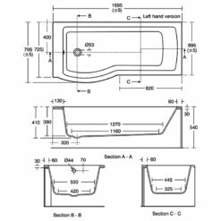 Ideal Standard Tempo Arc Shower Bath Right Handed 1700mm X 700mm/800mm 0 Tap Hole -HEATANDPLUMB Sales ideal standard tempo arc bath e256701 1 1