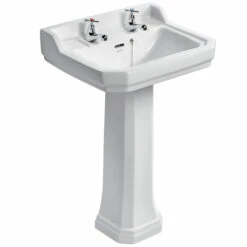 Ideal Standard Waverley Classic Basin And Full Pedestal 560mm Wide 2 Tap Hole -HEATANDPLUMB Sales ideal standard waverley basin u470101 u470001 1 1