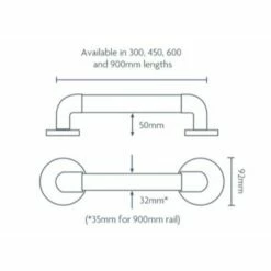 Impey Fluted Grab Rail 300mm (12 Inch) Blue