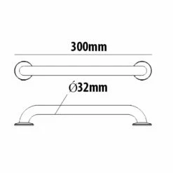 Inta 300mm Powder Coated Grab Rail With Concealed Fixings White
