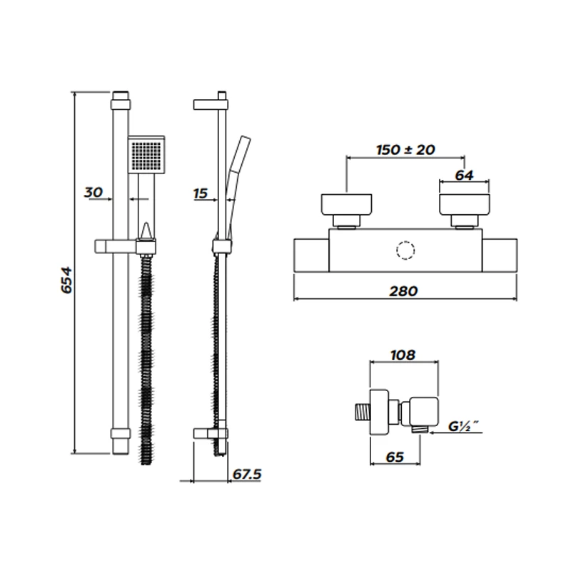 Inta Mio Safe Touch Thermostatic Bar Mixer Shower With Shower Kit 4 Inta Mio Safe Touch Thermostatic Bar Mixer Shower With Shower Kit - Image 2