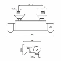 Inta Plus Thermostatic Bar Shower With Flexible Slide Rail Kit -HEATANDPLUMB Sales inta plus complete mixer shower 2001445cpb
