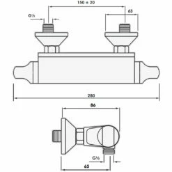 Inta Telo Complete Thermostatic Bar Shower With Flexible Slider Kit - Chrome