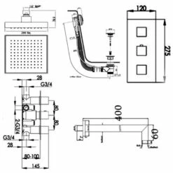 JTP Athena Triple Concealed Mixer Shower With Fixed Head + Bath Filler -HEATANDPLUMB Sales just taps plus athena complete mixer shower jtpk20