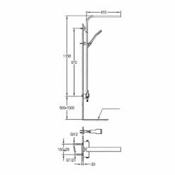JTP Cascata Exposed Bar Shower Mixer With Shower Kit And Fixed Head