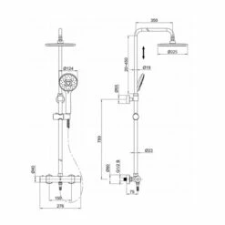 JTP Cool Touch Thermostatic Bar Mixer Shower With Shower Kit + Fixed Head
