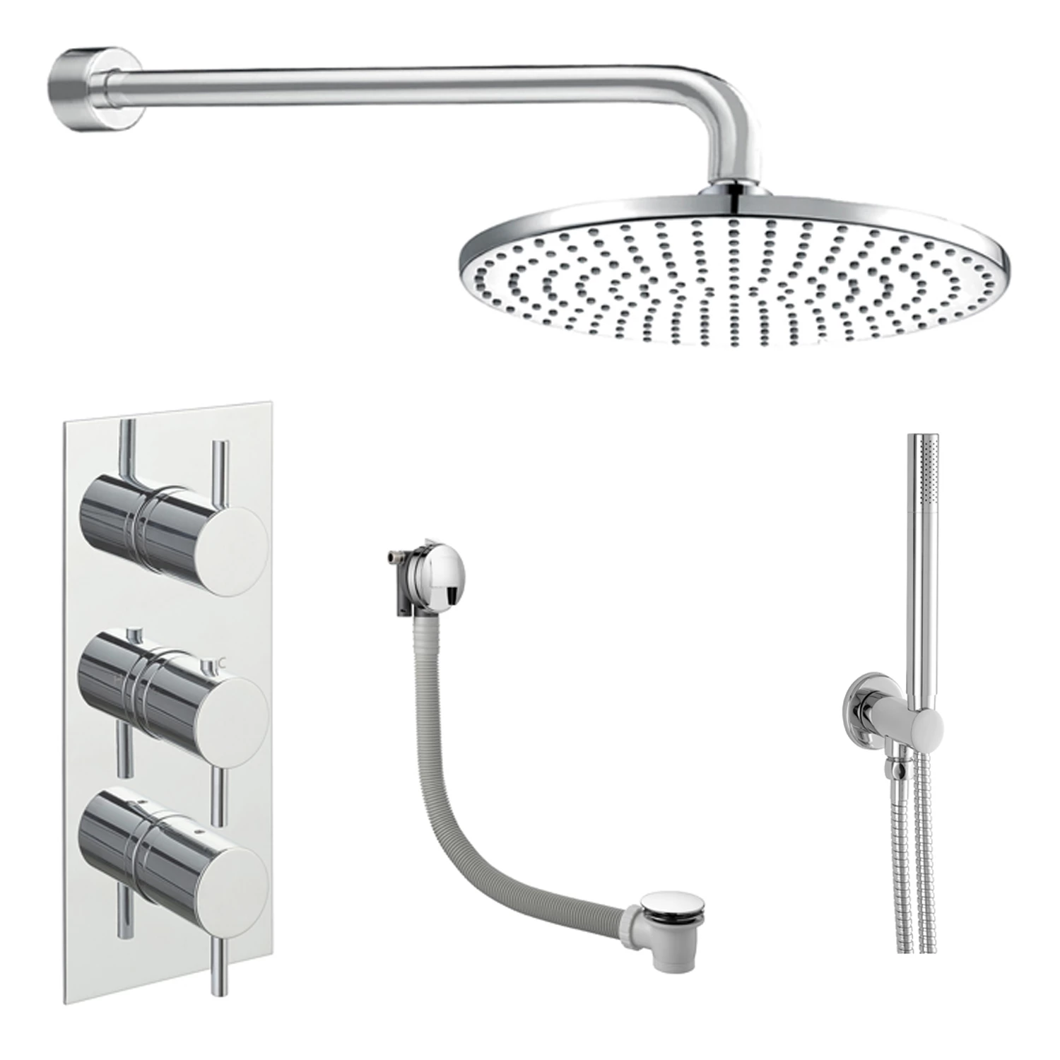 JTP Florence Triple Concealed Mixer Shower With Shower Handset + Bath Filler + Fixed Head 6 JTP Florence Triple Concealed Mixer Shower With Shower Handset + Bath Filler + Fixed Head - Image 4