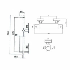 JTP Florence Thermostatic Shower Valve With Shower Rail Kit - Chrome