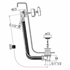 JTP Freeflow Bath Filler With Pop Up Waste 600mm - Chrome