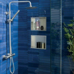 JTP Inox Thermostatic Bar Mixer Shower With Shower Kit + Fixed Head - Stainless Steel