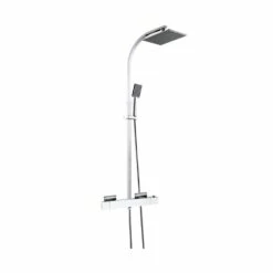 JTP Kubix Thermostatic Shower Mixer With Rigid Riser And Fixed Head - Chrome