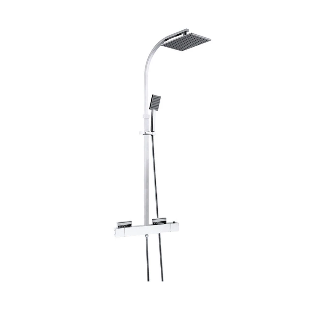 JTP Kubix Thermostatic Shower Mixer With Rigid Riser And Fixed Head - Chrome 3 JTP Kubix Thermostatic Shower Mixer With Rigid Riser And Fixed Head - Chrome