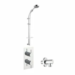 JTP Round Thermostatic Dual Concealed Mixer Shower With Slider Rail Kit - Chrome