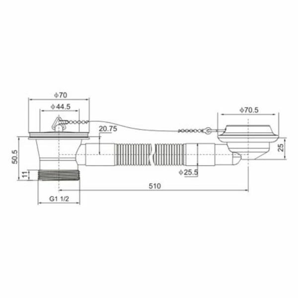 JTP Standard Bath Waste Plug And Chain Chrome 3 JTP Standard Bath Waste Plug And Chain Chrome