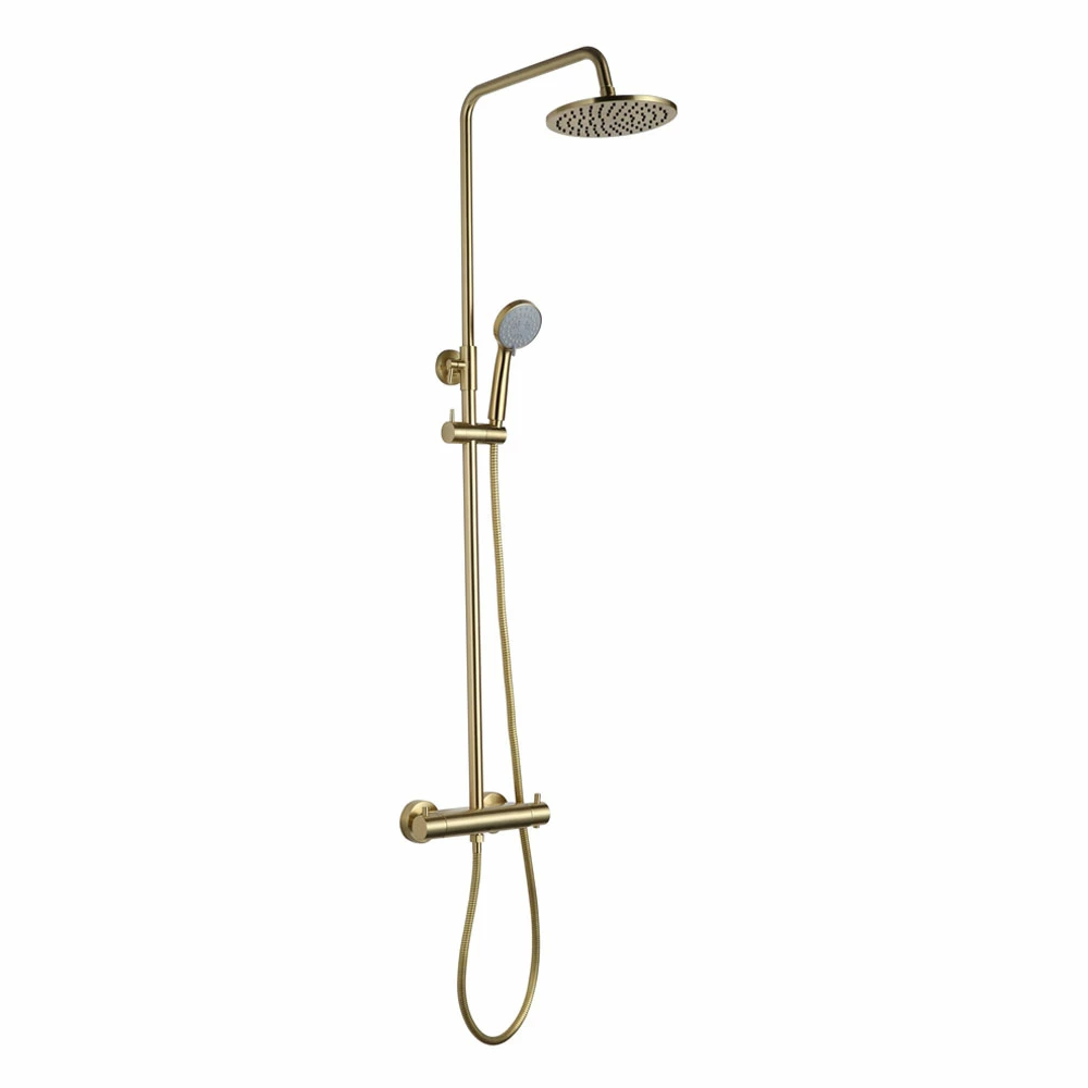 JTP Vos Thermostatic Bar Mixer Shower With Shower Kit + Fixed Head - Brushed Brass 4 JTP Vos Thermostatic Bar Mixer Shower With Shower Kit + Fixed Head - Brushed Brass - Image 2