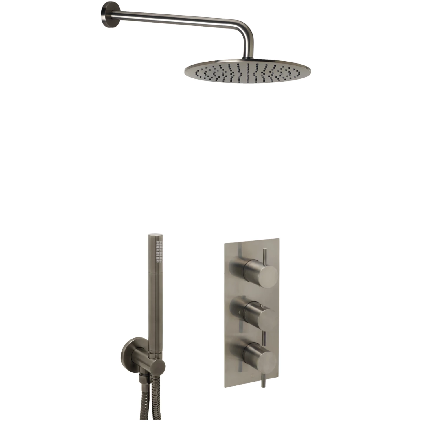 JTP Vos Thermostatic Triple Concealed Mixer Shower With Shower Handset + Fixed Head - Brushed Black 4 JTP Vos Thermostatic Triple Concealed Mixer Shower With Shower Handset + Fixed Head - Brushed Black - Image 2