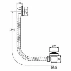 JTP Vos Click Clack Bath Waste 530mm - Matt Black
