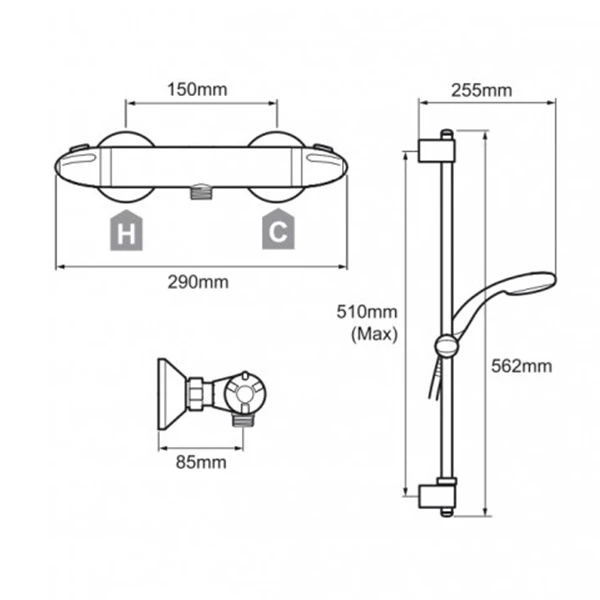 Mira Coda Pro Bar Mixer Shower With Shower Kit 3 Mira Coda Pro Bar Mixer Shower With Shower Kit