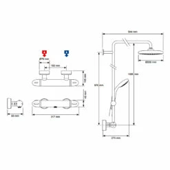 Mira Coda Pro Bar Mixer Shower With Shower Kit + Fixed Head -HEATANDPLUMB Sales mira coda complete mixer shower 1 1836 006 1