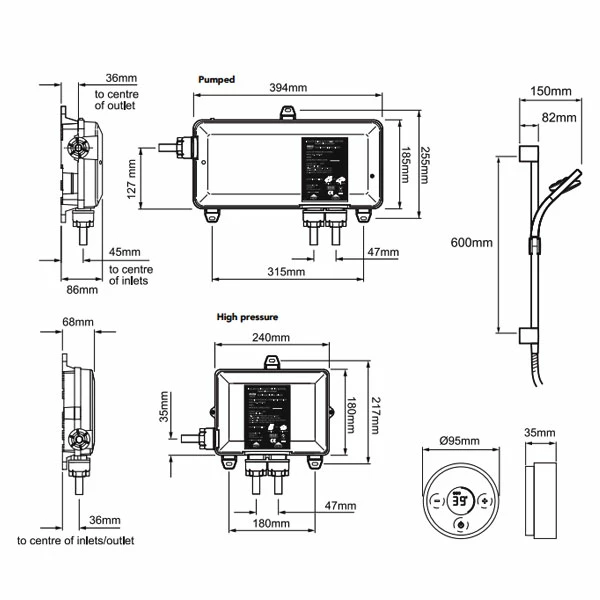 Mira Platinum Concealed Thermostatic Digital Shower Mixer With Rear Fed Pumped - Black/Chrome 10 Mira Platinum Concealed Thermostatic Digital Shower Mixer With Rear Fed Pumped - Black/Chrome - Image 8