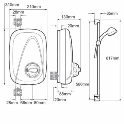 Mira Vigour Manual Power Shower - White/Chrome -HEATANDPLUMB Sales mira vigour electric shower 1 1532 354 1