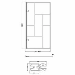 Nuie Abstract Matt Black Framed Hinged Bath Screen 1520mm H X 830mm W - 8mm Glass 8 Nuie Abstract Matt Black Framed Hinged Bath Screen 1520mm H X 830mm W - 8mm Glass -HEATANDPLUMB Sales nuie abstract bath screen nssq7bb 1