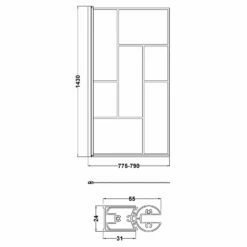 Nuie Abstract Matt Black Framed Square Bath Screen 1430mm H X 790mm W - 6mm Glass -HEATANDPLUMB Sales nuie abstract bath screen nssqbb 3 1