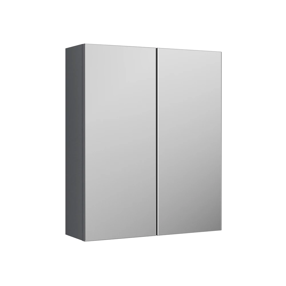 Nuie Arno Mirrored Bathroom Cabinet (50/50) 600mm Wide - Satin Grey 3 Nuie Arno Mirrored Bathroom Cabinet (50/50) 600mm Wide - Satin Grey