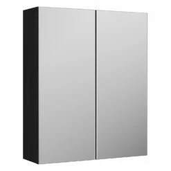 Nuie Arno Mirrored Bathroom Cabinet (50/50) 715mm H X 600mm W - Black Woodgrain