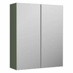 Nuie Arno Mirrored Bathroom Cabinet (50/50) 715mm H X 600mm W - Satin Reed Green